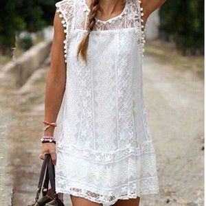 White Lace Boho Dress
